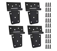 TamBee Black Gate Hinges Shed Hinges Heavy Duty Gate Hinges for Wooden Fences Barn Door Hinges for Wood Outdoor 3.5inch with Screws (Pack of 4)