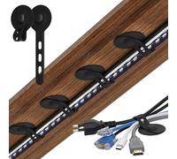 TamBee Cable Management Under Desk, Self Adhesive Silicone Cable Ties Straps Tidy Clips, Adjustable Wire Cord Organiser Management Holder Under Table for Office, Home, School (10Pcs-Black)