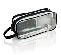 TamBee Clear Black Pencil Case for Exams, Small See Through Transparent Mesh Pencil Case for Boys Girls Pen Cases with 2 Compartments Zipper, Pen Pouch Bag Stationery Storage Organizer (Black)