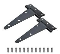 TamBee Gate Hinges Heavy Duty Shed Door Hinges Wooden Barn Gates T Hinges Black Metal Strap Tee Hinges for Shed Doors, Windows, Fence, Barn Gates(2, 125mm/5inch)