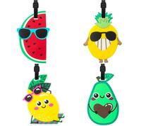 TamBee Luggage Tags 4pcs Travel Suitcases Luggage Tags Labels Secure Luggage Baggage Tags Labels with Buckles and Name ID Card, Fun Fruit Series (Fruit Set, 4 Pack)
