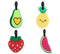 TamBee Luggage Tags for Suitcases Luggage Tags Labels Travel Suitcase Tags Secure Luggage Baggage Tags Labels with Buckles and Name ID Card(Fruit Set, 4 Pack)
