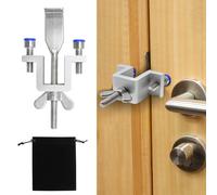 TamBee Portable Door Lock - Upgraded Travel Safety Security Door Lock for Hotel Bedroom Security Door Locker with Dual Nut Adjustment Stainless Steel, Silver