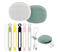 TamBee Silicone Headphone Organizer with 6pcs Cable Ties Reusable Silicone Cable Straps Wire Cord Organizers Ties Case for Earphone Charger (2 case + 6 Straps)