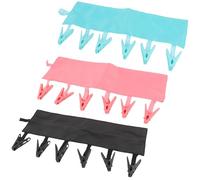 TamBee Travel Hanger Clips, Cruise Ship Essentials Portable Folding Clothes Hanger Clips Towel Drying Rack Sock Dock Swimsuit Drying Rack Hanger with 6 Clips Pack of 3 (Black,Blue,Red)