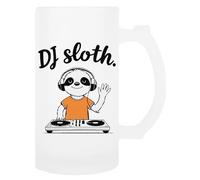 TAMBOOTEE Dj Sloth Creating Beats Glass Beer Mug Handled Drinking Cup