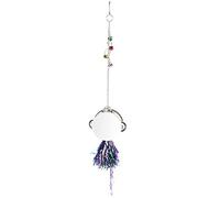 Tambor de espejo para pollo, espejo colgante interactivo de doble cara con campanas para mascotas, pollos, gallinas, aves de corral, madera, metal, plástico, 10 cm de diámetro,