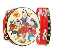 Tamborine Chinese Style for Folk Dance, Song Recording Tambourines for Adults, Beginner Hand Drum Portable Metal Jingles Held Percussion(16 cm)