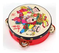 Tamborine Chinese Style for Folk Dance, Song Recording Tambourines for Adults, Beginner Hand Drum Portable Metal Jingles Held Percussion(14 cm)