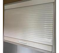 Tambour Door Kit White with Track, Pull-Down Metal Slat Cabinet Sliding Doors Panles for Wall Closet/Appliance Garage/Storage Bins, Custom Size(60x35cm)
