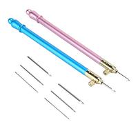 Tambour Embroidery Kit, Embroidery Crochet Hook French Tambour Beading Sequins Tambour Hook with 6 Needles, Stainless Steel Handle Sewing Craft for Sequins and Beads