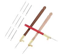 Tambour Hook 3pcs Stainless Steel Wood Handle Embroidery Crochet Hooks with 9 Needles Beading Knitting DIY Sewing Tool Kit French Embroidery Beading Needle Tools Kit