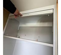 Tambour Kitchen Cabinet Door System, Straight Face Frame Cabinetry Sliding Gate Panles with Track & Handle for Wall Cupboards/RV/Campervan/Counters(34x14in)