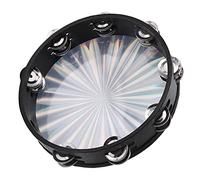 Tambourine, 10 Inch Hand Held Drum with Double Row Jingles Reflective Surface, Percussion Instrument for Adults Karaoke Party Music Performance Live Stage Event