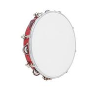 Tambourine, 10 Inch Single Row Tambourines for Adults Percussion Adjustable Hand Held Drum With Metal Jingles for Game, Church, Music Show Instruments