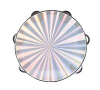 Tambourine 8 inch Radiant Hand Held Drum with Double Row Jingles Reflective Drum Musical Instrument for Church Adults KTV Party