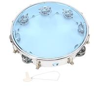 Tambourine, Adjustable Double Row 10in Percussion Jingles Tamborines Musical Instrument for Adults Church KTV Party Dance (Blue)