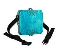 Tambourine Cajon Drum with Jingles, Wearable Strap, Storage Bag, Handheld Percussion Instrument, Portable Cajon for Rhythm Practice & Live Performance (blue)