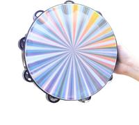 Tambourine, Double Row Tambourine Metal Jingles Hand Held Percussion 10 Inch Tamborines Musical Instrument Adult for Party, Ktv, Church