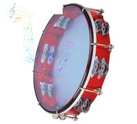 Tambourine for Kids ＆ Adults, 11 inch Double Row Tambourine, Adjustable Tone Plastic Hand Drum for Early Educational Toy, KTV, Party, Church