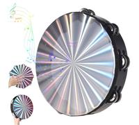 Tambourine for Kids & Adults, 8 inch Double Row Tambourine, Wood & Metal Hand Drum for Early Educational Toy, KTV, Party, Church