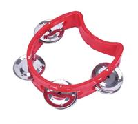 Tambourine Hand Bell Percussion Musical Instruments Plastic Music Instrument Half Moon Mini D Handheld Shaker Jingle Bells (red)