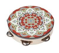 Tambourine, Hand Held Drum Musical Educational Instrument 8in for Kids Adults, Single Row Hand Tambourines with PU Drum Head, Wood Material, Hand Drum for KTV Party