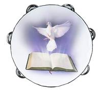 Tambourine, Hand-Held Tambourine, Firm Portable Stainless Steel for Relax Entertainment(Bible dove)