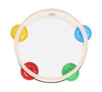 Tambourine, Lovely Melodies Handheld Tambourine Drum Smooth Curved Edges Metallic Jingles Beech Drums for Entertainment (6 inch)