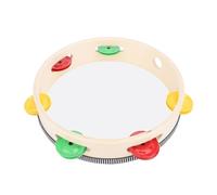 Tambourine, Soft Curved Edges Handheld Tambourine Drum Lovely Melodies Metallic PU Leather Jingles for Entertainment (8 Inch 80W)