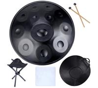 Tambourine Steel Tongue Drums, Music Drums, Beginner Stainless Steel, Percussion Instruments, 9, 10, 12 Tone, 440Hz Handpan Steel Handpan Drum Instrument(12 tone)