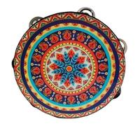 Tambourines for Adults 6/7/8 Inch Professional Percussion Tamborine for Beach Parties, Ethnic Dance Metal Jingles Hand Drum(8 inch,D)