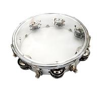 Tambourines For Adults,Held Drum Bell Tamborine Drum Portable Metal Tambourines Musical Instrument Instrumentos Musicales Para Adultos (8in Silver)