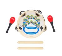 Tambourines for Adults Orff 5Pcs/Set Instrument 6 Inch Black Lamb Chop Tambourine Sand Egg Rhythm Stick Percussion Set