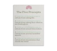 TAMDDBPJD Buddhist Principles Five Precepts Wall-Art Canvas Print Spiritual Zen Decor for Living Room Bedroom Office Ambiance(Framed,12x18inch(30x45cm))