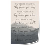 TAMDDBPJD Inspirational Quote Wall-Art - Watch Your Thoughts They Become Words for Motivational Dining Room and Bedroom Decor(Framed,16x24inch(40x60cm))