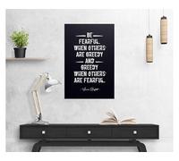 TAMDDBPJD Motivational Office Decor Warren Buffett Quote, Be Fearful When Others Are Greedy Wall-Art, Inspirational Print for Home Office Study Room(Framed,16x24inch(40x60cm))