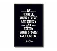 TAMDDBPJD Motivational Office Decor Warren Buffett Quote, Be Fearful When Others Are Greedy Wall-Art, Inspirational Print for Home Office Study Room(Unframed,08x12inch(20x30cm))