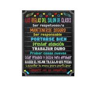 TAMDDBPJD Vintage Spanish Classroom Decor Metal Tin Sign with Class Rules Motivational Quote Educational Wall Art for Teacher Elementary Middle School 8 X 12 inch