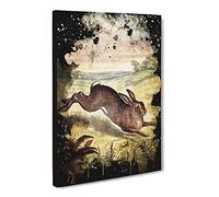 Tame Animals Hare Modern Cb Canvas Print | Gallery Wrapped 30mm Frame Wall Art | 20x14 inches | Ready to Hang | Retro Animals Picture | Living Room Bedroom Lounge Office