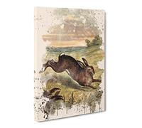 Tame Animals Hare Modern Fc Canvas Print | Gallery Wrapped 30mm Frame Wall Art | 30x20 inches | Ready to Hang | Retro Animals Picture | Living Room Bedroom Lounge Office