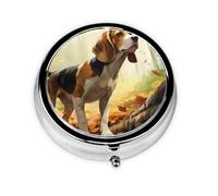 Tame Beagle This Small, Printed, Round Pill Box is a Portable Pill and Vitamin Organizer Perfect for Pockets, Purses, and Travel.