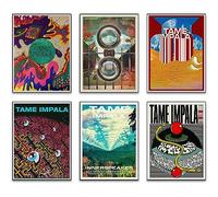 Tame Impala Poster Music Canvas Wall Art Album Cover Signed Limited Posters Set of 6 Teenager Room Decor Aesthetic Retro for Bedroom Decor 11x14 inches (28x35cm) Unframed
