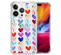 TAMEFOX Case Compatible with Clear iPhone 15 Pro Max,Oil Painted Heart Slim-fit Shock-Resistant Raised Bezel Camera Protection Designed for Transparent iPhone 15 Pro Max Case