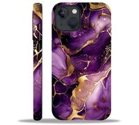 TAMEFOX Case Compatible with iPhone 13/14,Purple Marble Hybrid 2-Layer Hard Shell+Silicone Double Protective Cover Scratch-Resistant Shockproof Case for iPhone 13/14