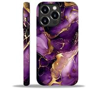 TAMEFOX Case Compatible with iPhone 13 Pro Max,Purple Marble Hybrid 2-Layer Hard Shell+Silicone Double Protective Cover Scratch-Resistant Shockproof Case for iPhone 13 Pro Max
