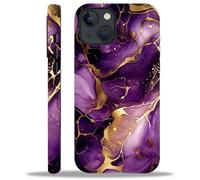 TAMEFOX Case Compatible with iPhone 15 Plus,Purple Marble Hybrid 2-Layer Hard Shell+Silicone Double Protective Cover Scratch-Resistant Shockproof Case for iPhone 15 Plus