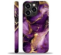TAMEFOX Case Compatible with iPhone 15 Pro,Purple Marble Hybrid 2-Layer Hard Shell+Silicone Double Protective Cover Scratch-Resistant Shockproof Case for iPhone 15 Pro