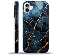 TAMEFOX Case Compatible with iPhone 16,Black Marble Hybrid 2-Layer Hard Shell+Silicone Double Protective Cover Scratch-Resistant Shockproof Case for iPhone 16