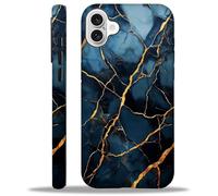 TAMEFOX Case Compatible with iPhone 16 Plus,Black Marble Hybrid 2-Layer Hard Shell+Silicone Double Protective Cover Scratch-Resistant Shockproof Case for iPhone 16 Plus